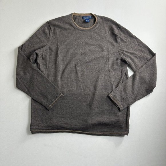 Joseph & Lyman Italian Merino‎ Wool Brown Long Sleeve Sweater Mens Size Large - Picture 1 of 8